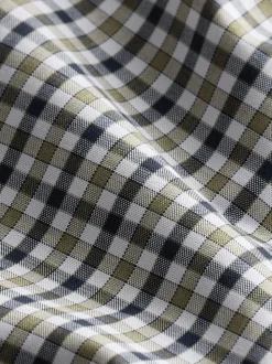 Navy/ Neutral Gingham Check Easy Iron Button Down Short Sleeve Oxford Shirt