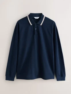 Navy Ottoman Tipped Polo Shirt