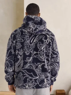 Navy Paisley Borg Overhead Hoodie