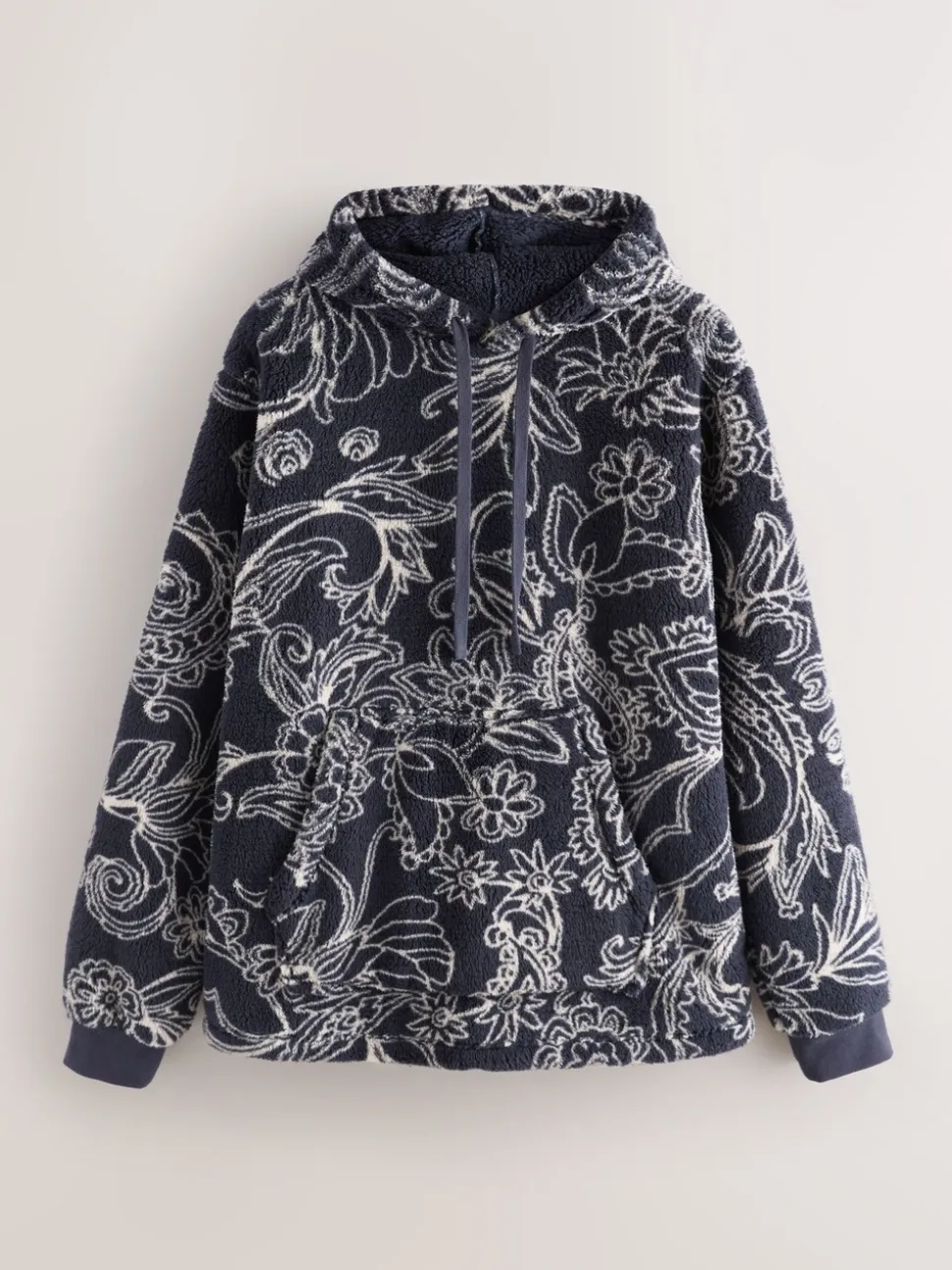 Navy Paisley Borg Overhead Hoodie