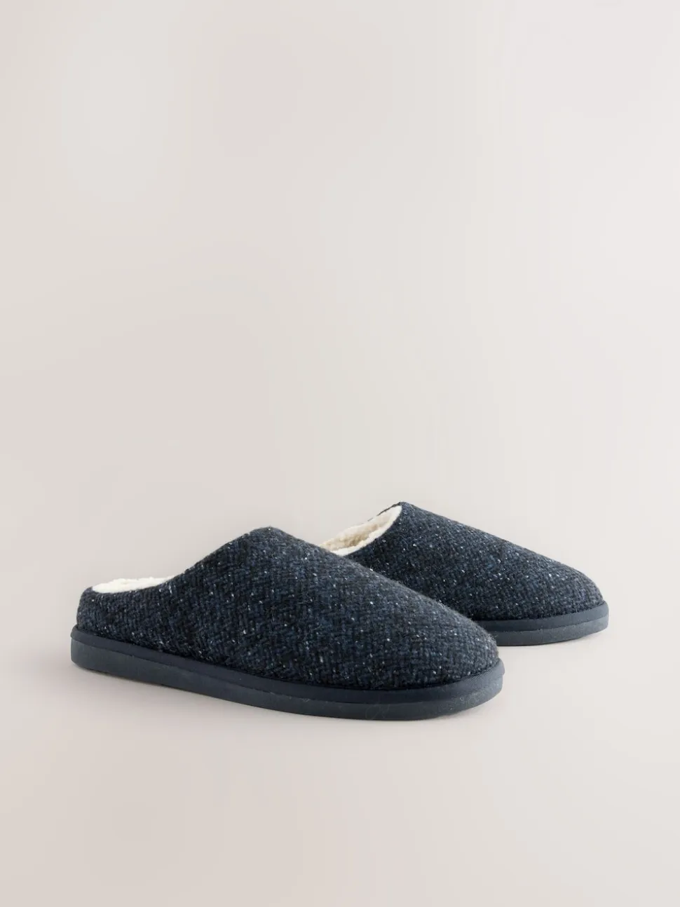 Navy Patterned Slippers