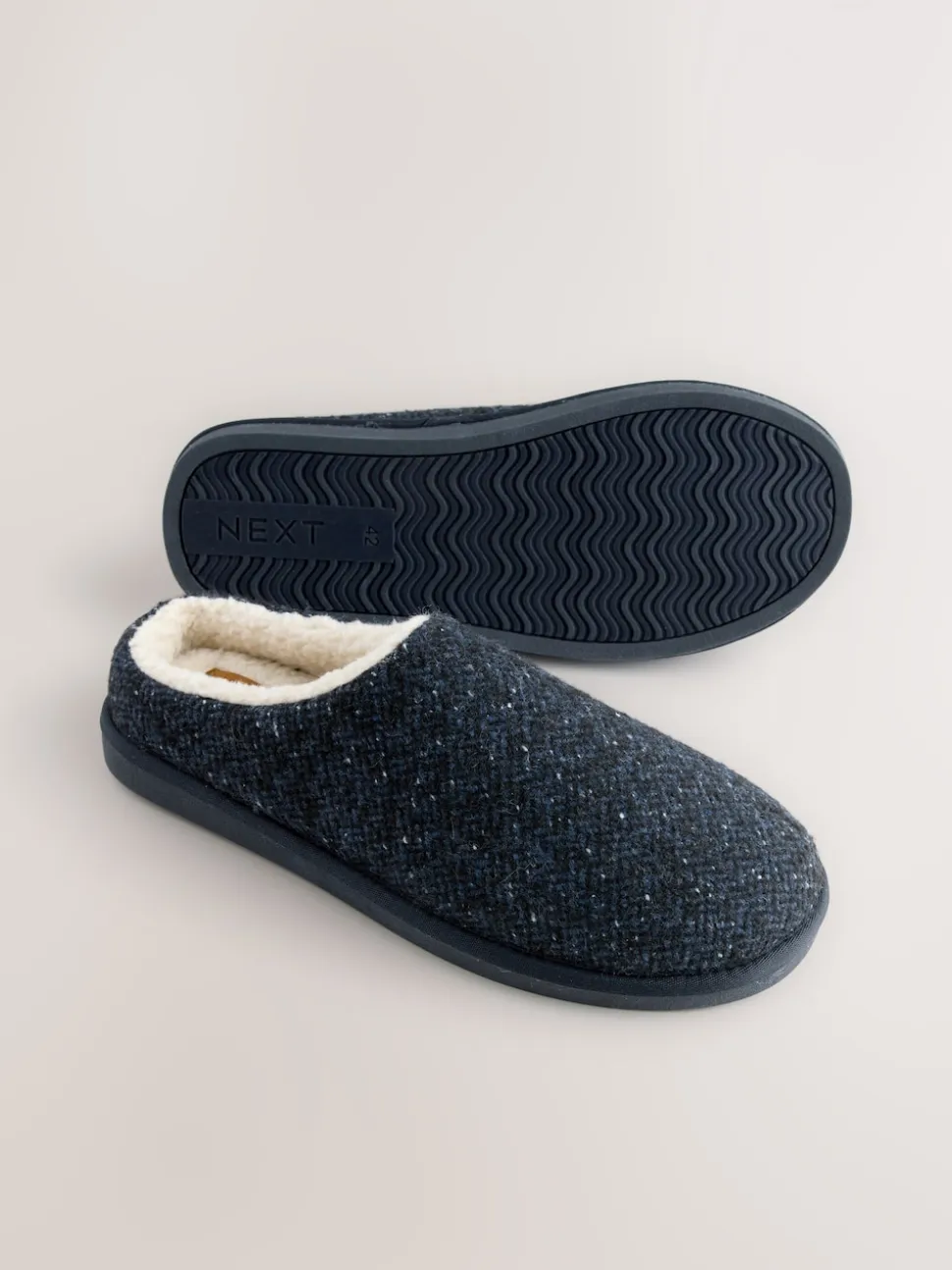 Navy Patterned Slippers