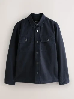 Navy Regular Fit Check Shacket