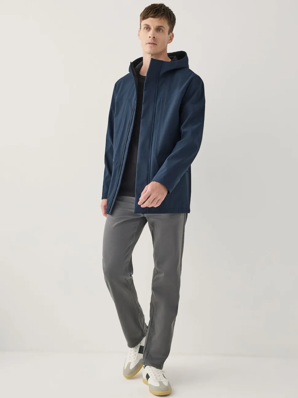 Navy Regular Fit Drytech Waterproof Hooded Coat with Taped Seams