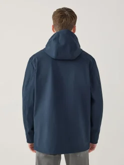 Navy Regular Fit Drytech Waterproof Hooded Coat with Taped Seams