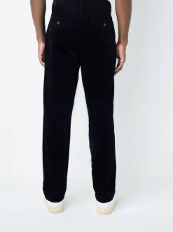 Navy Regular Tapered Fit Corduroy Single Pleated Trousers