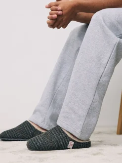 Navy Signature Harris Tweed Mule Slippers