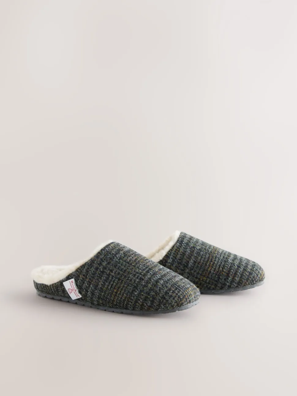 Navy Signature Harris Tweed Mule Slippers
