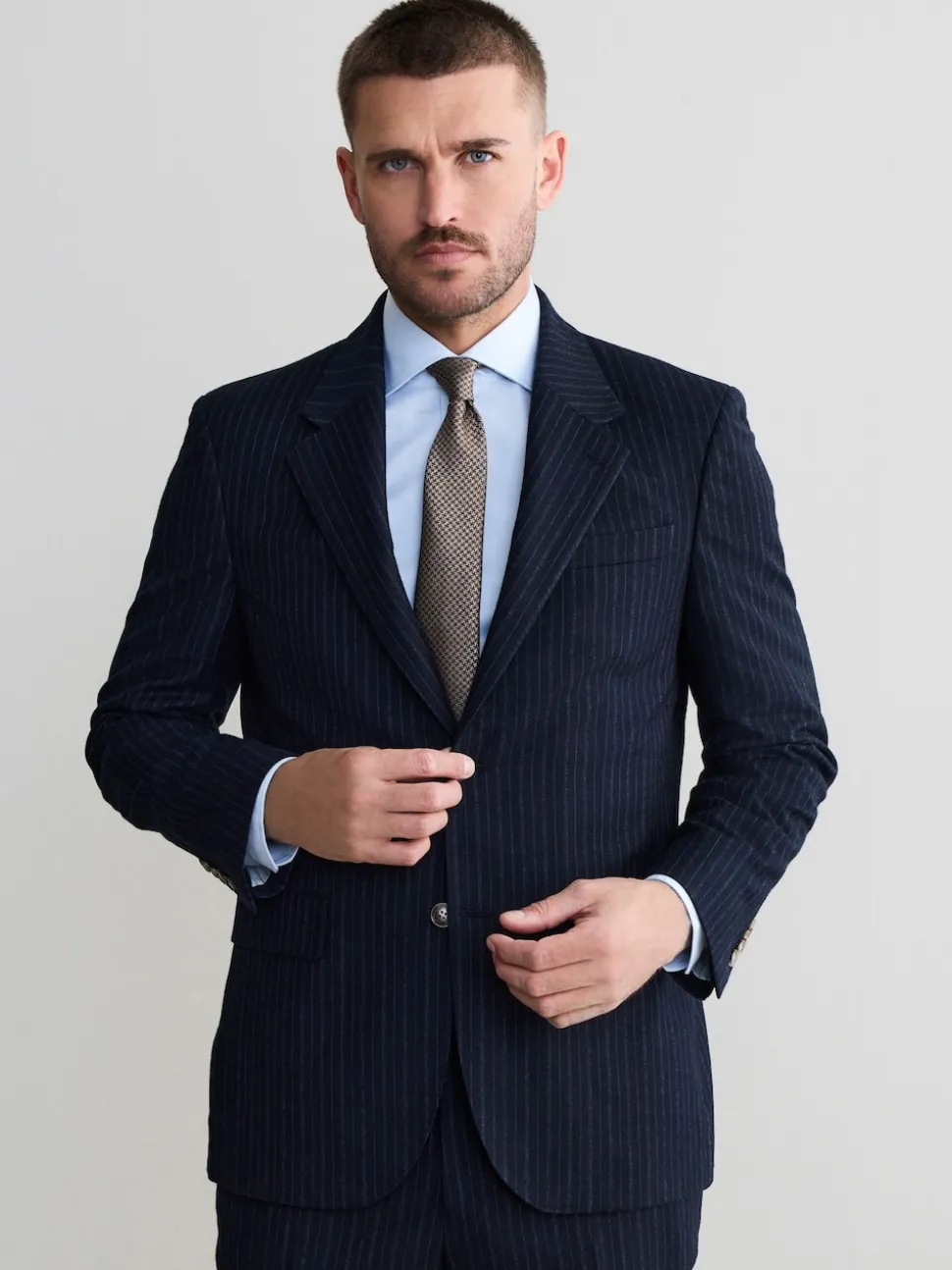 Navy Signature Stripe Empire Mills British 100% Wool Suit Jacket