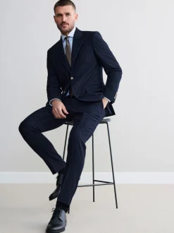 Navy Signature Stripe Empire Mills British 100% Wool Suit Jacket