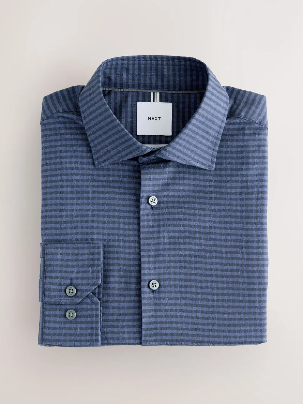 Navy Slim Fit Cotton Stretch Long Sleeve Formal Shirt
