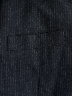 Navy Slim Fit Seersucker Stripe Suit Jacket