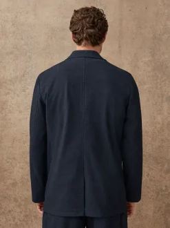 Navy Slim Fit Seersucker Stripe Suit Jacket