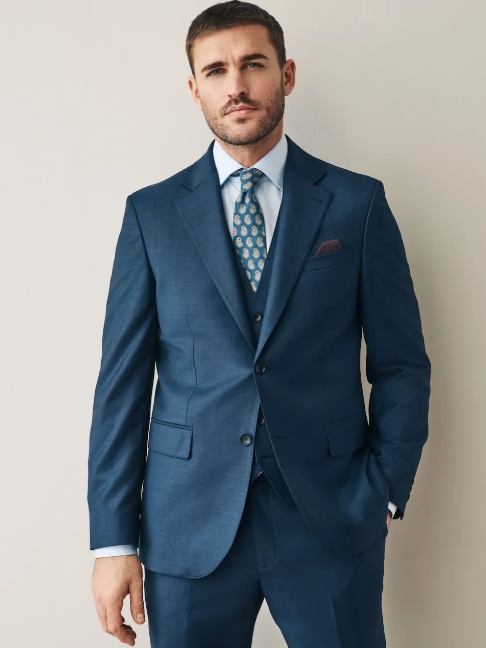 Navy Slim Fit Signature Cerutti 100% Italian Wool Suit Jacket