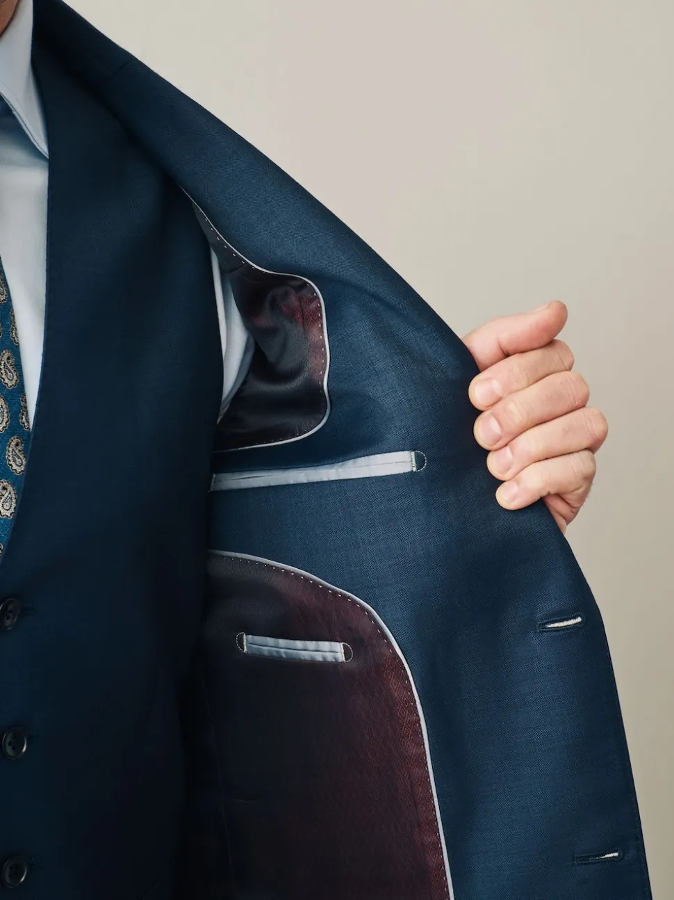 Navy Slim Fit Signature Cerutti 100% Italian Wool Suit Jacket