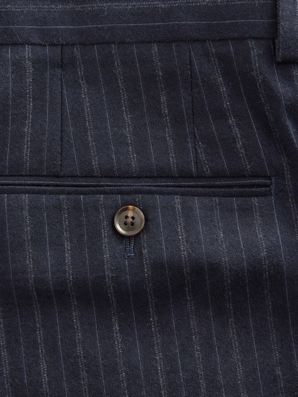 Navy Slim Fit Signature Stripe Empire Mills British 100% Wool Suit Trousers