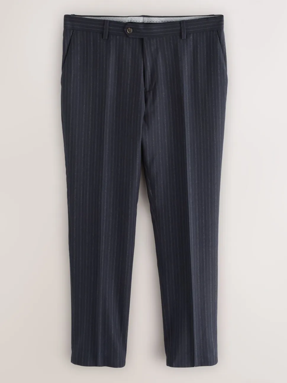 Navy Slim Fit Signature Stripe Empire Mills British 100% Wool Suit Trousers