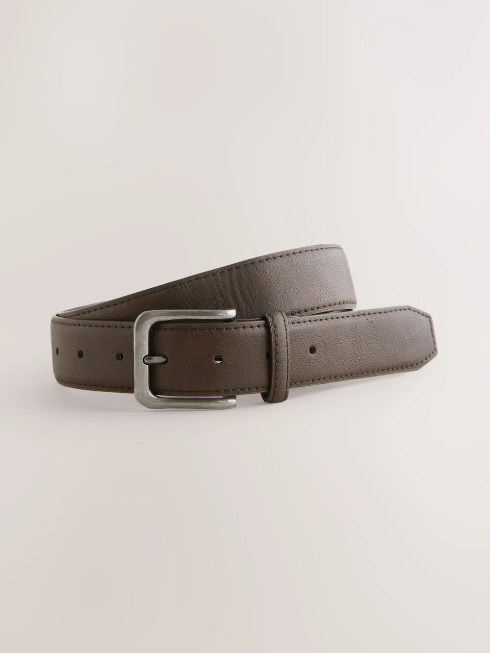 Navy Straight Fit Belted Soft Touch Pleated Chino Trousers