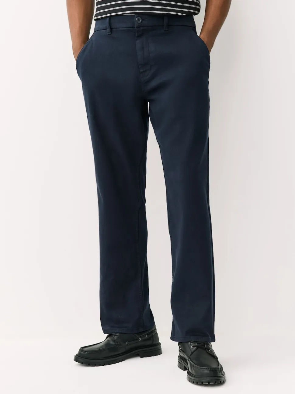 Navy Straight Fit Motionflex Chino Trousers