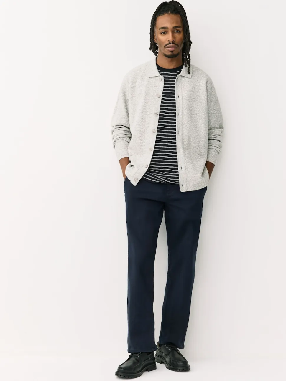 Navy Straight Fit Motionflex Chino Trousers