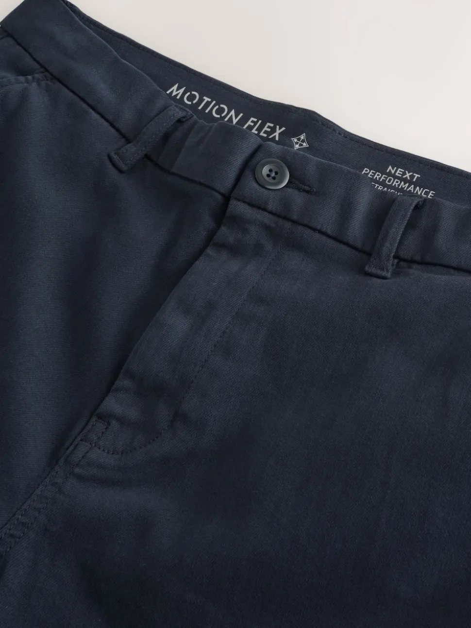 Navy Straight Fit Motionflex Chino Trousers