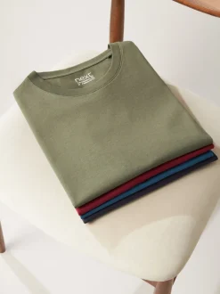 Navy/ Teal/ White/ Black/ Green/ Burgundy Regular Fit Essential Cotton T-Shirts 6 Pack