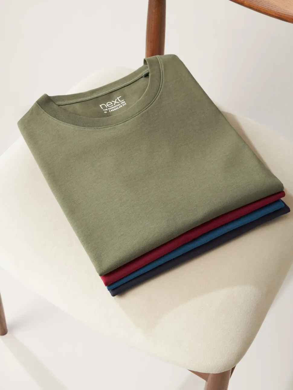 Navy/ Teal/ White/ Black/ Green/ Burgundy Regular Fit Essential Cotton T-Shirts 6 Pack