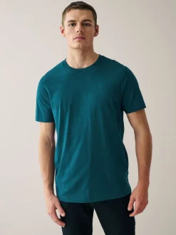 Navy/ Teal/ White/ Black/ Green/ Burgundy Regular Fit Essential Cotton T-Shirts 6 Pack