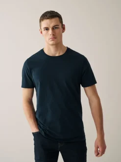 Navy/ Teal/ White/ Black/ Green/ Burgundy Regular Fit Essential Cotton T-Shirts 6 Pack