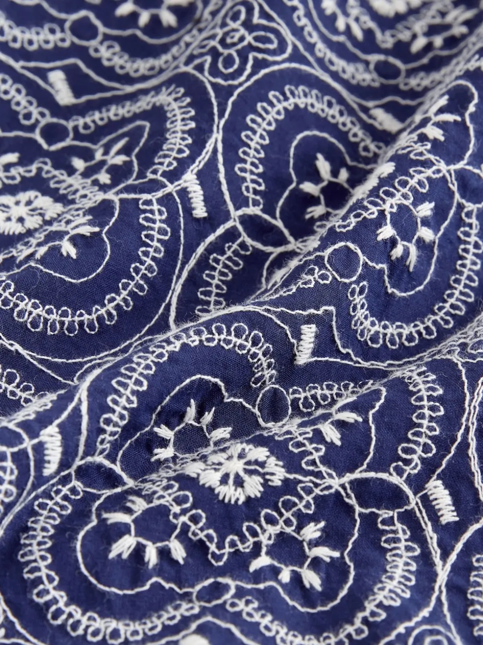Navy Textured Embroidered Tile Short Sleeve Shirt