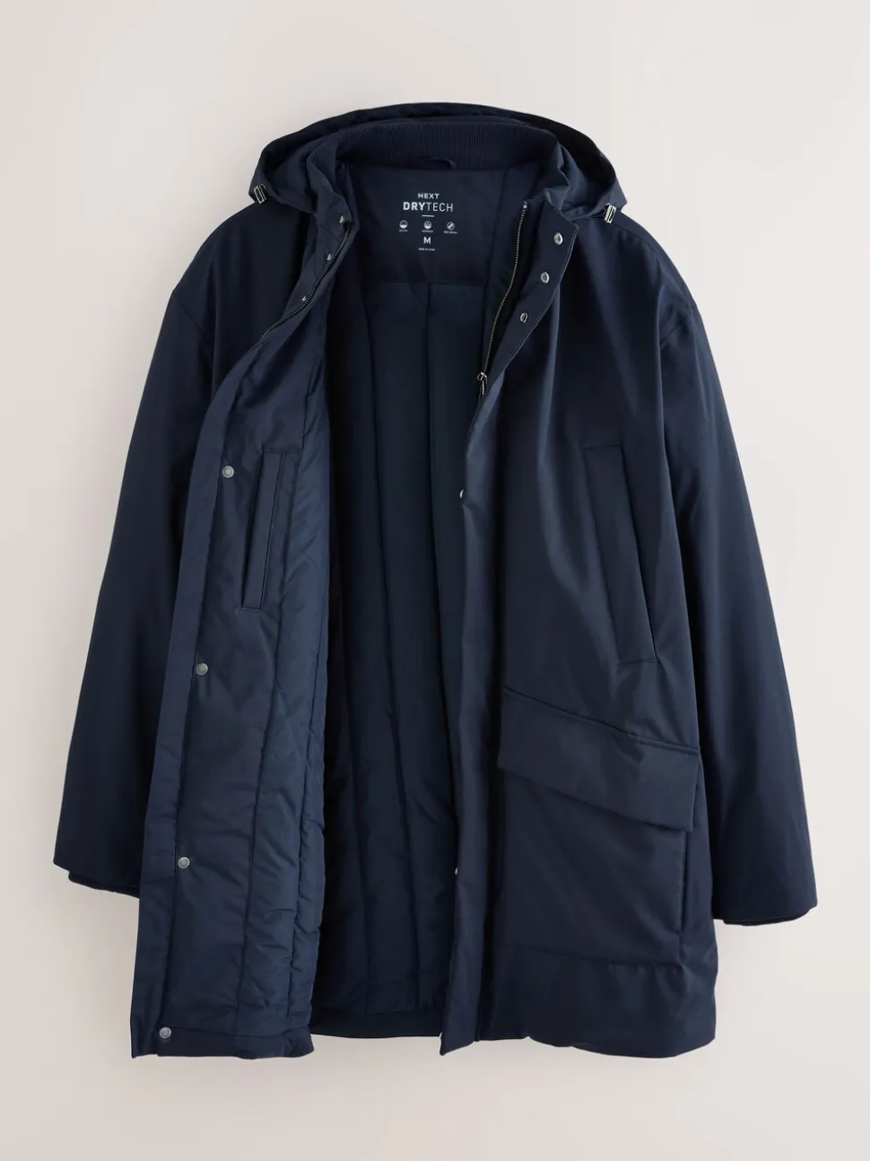 Navy Waterproof 3M Thinsulate™ Hooded Wool Blend Parka