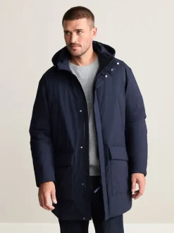 Navy Waterproof 3M Thinsulate™ Hooded Wool Blend Parka