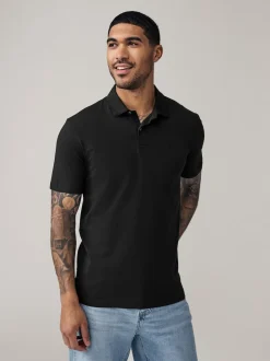 Navy/Black/Grey/White/Sage Green Slim Fit Short Sleeve Jersey Polo Shirts 5 Pack