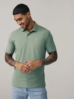 Navy/Black/Grey/White/Sage Green Slim Fit Short Sleeve Jersey Polo Shirts 5 Pack