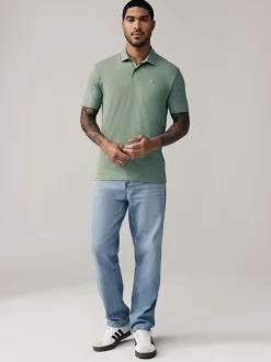 Navy/Black/Grey/White/Sage Green Slim Fit Short Sleeve Jersey Polo Shirts 5 Pack