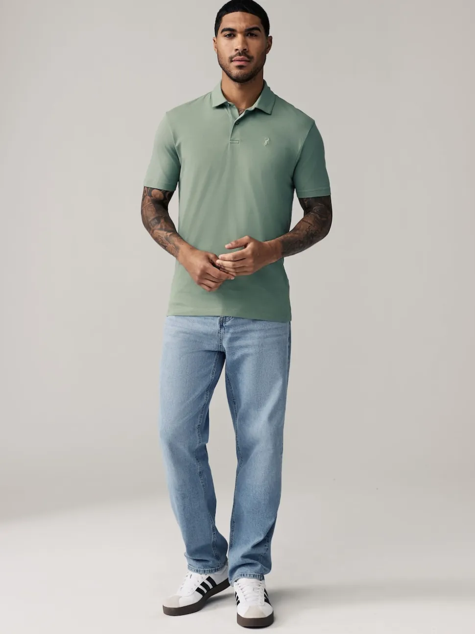Navy/Black/Grey/White/Sage Green Slim Fit Short Sleeve Jersey Polo Shirts 5 Pack