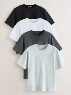 Navy/Black/White/Grey Regular Fit T-Shirts 4 Pack