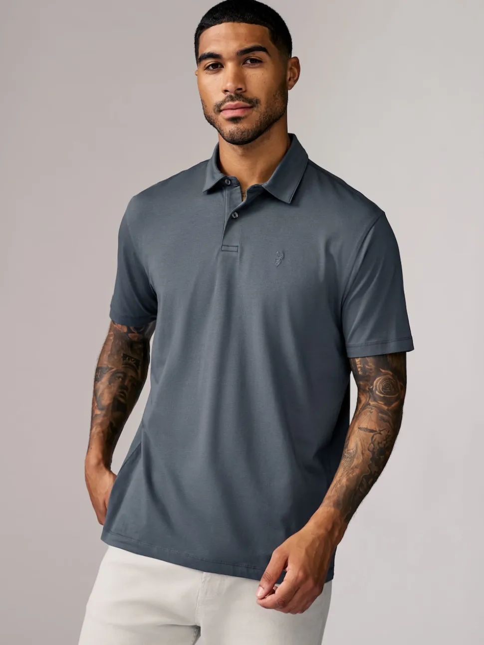 Navy/Brown/Grey/White/Sage Green Regular Fit Short Sleeve Jersey Polo Shirts 5 Pack