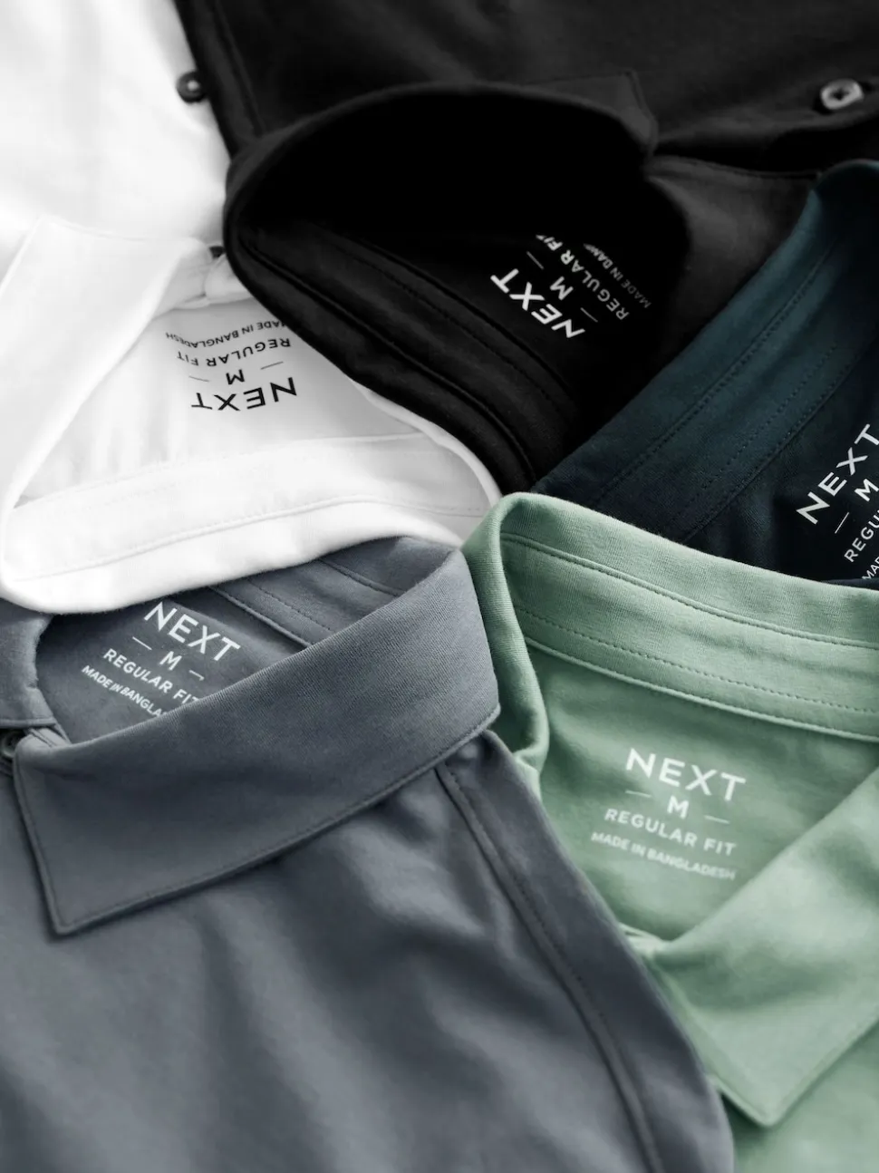 Navy/Brown/Grey/White/Sage Green Regular Fit Short Sleeve Jersey Polo Shirts 5 Pack
