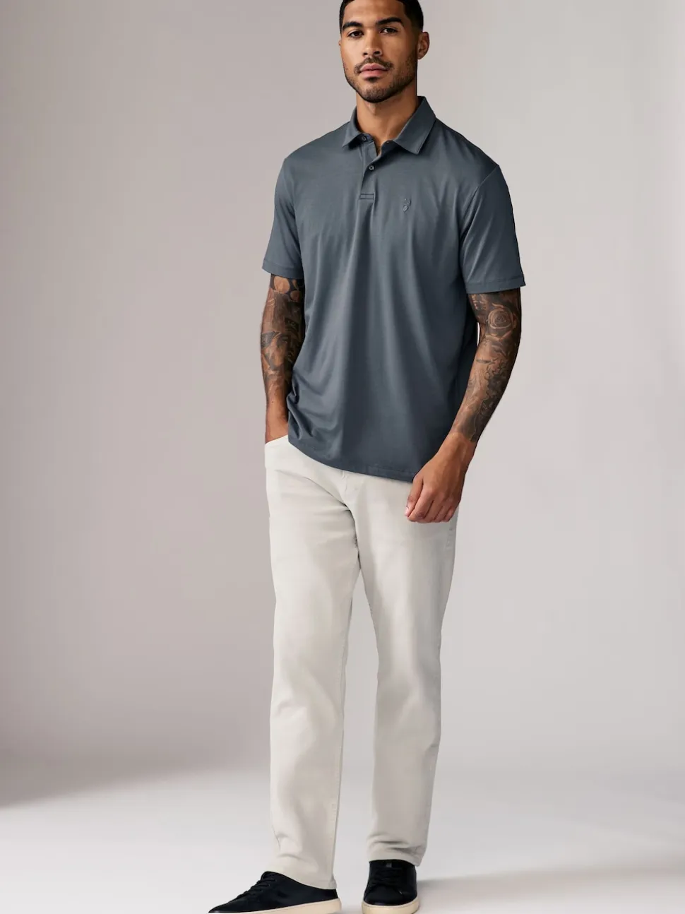 Navy/Brown/Grey/White/Sage Green Regular Fit Short Sleeve Jersey Polo Shirts 5 Pack