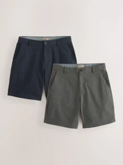 Navy/Charcoal Loose Fit Stretch Chino Shorts 2 Pack