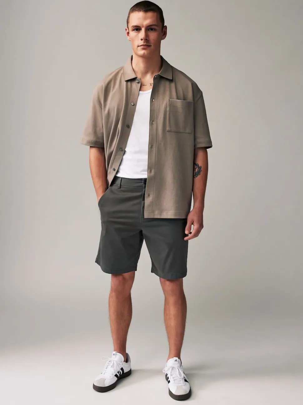 Navy/Charcoal Loose Fit Stretch Chino Shorts 2 Pack