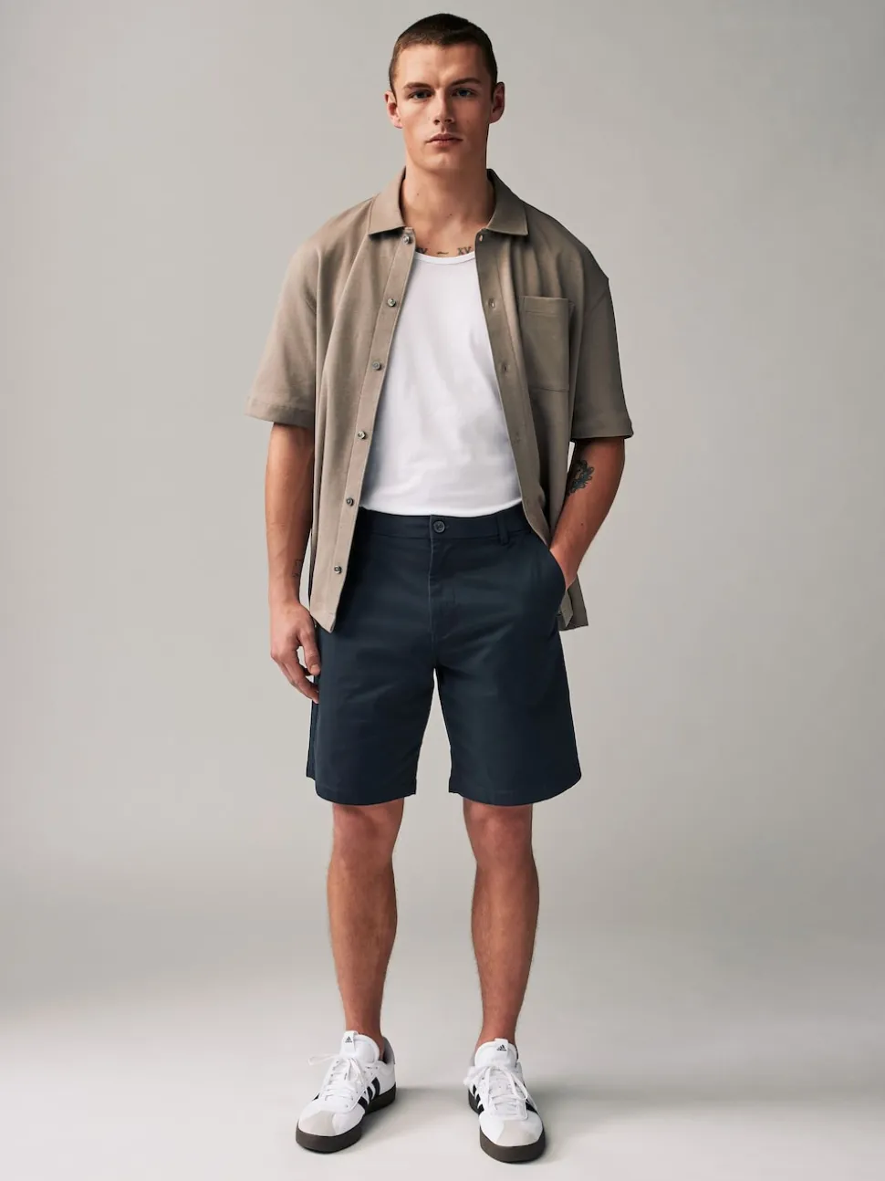 Navy/Charcoal Loose Fit Stretch Chino Shorts 2 Pack