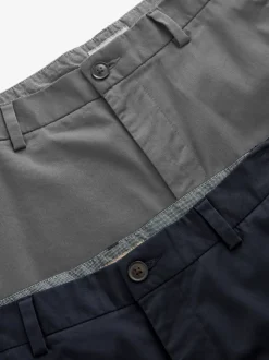 Navy/Charcoal Straight Fit Stretch Chino Shorts 2 Pack