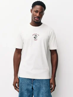 Navy/Ecru White/Teal Regular Fit Graphic Print T-Shirts 3 Pack