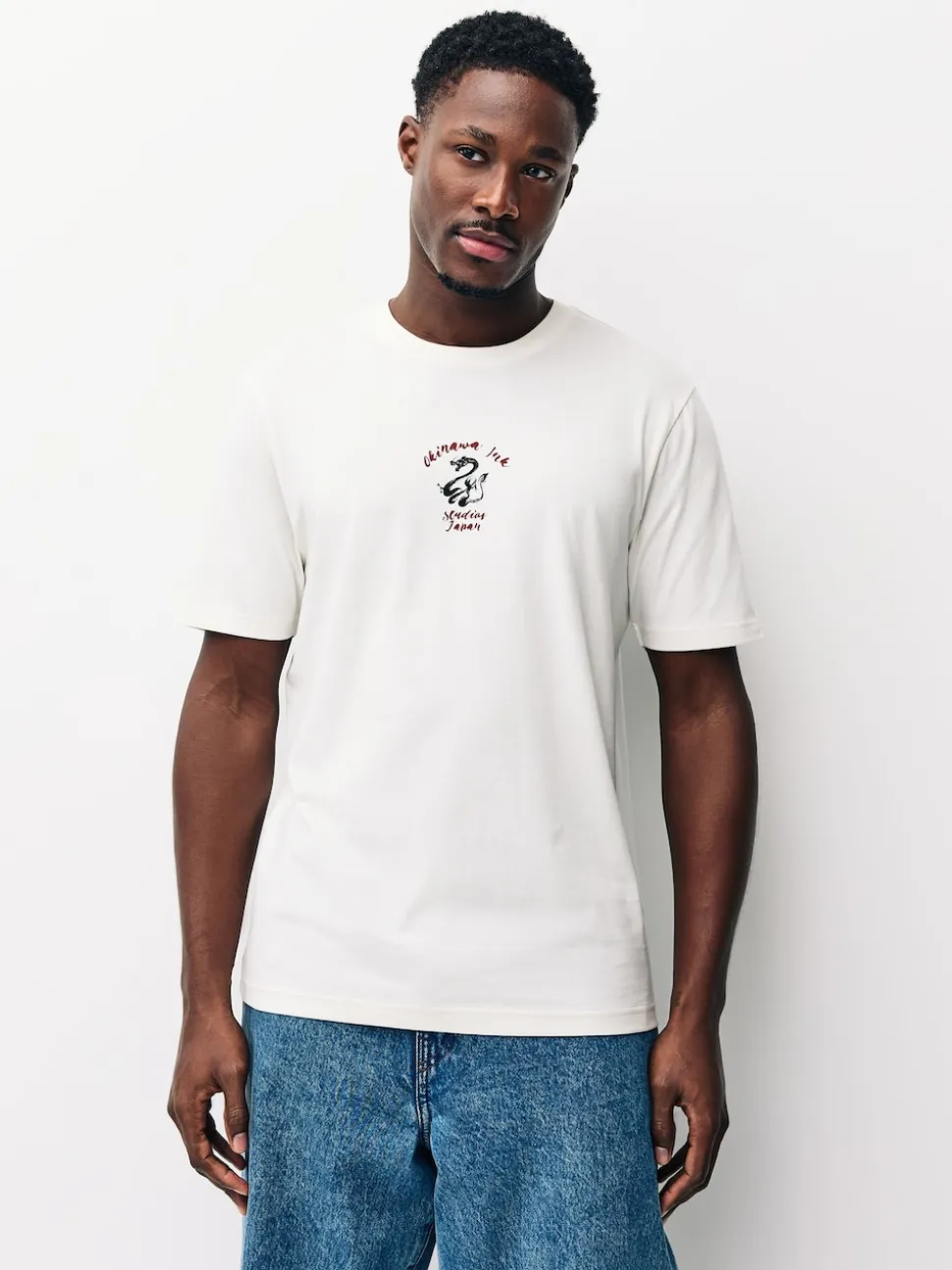 Navy/Ecru White/Teal Regular Fit Graphic Print T-Shirts 3 Pack