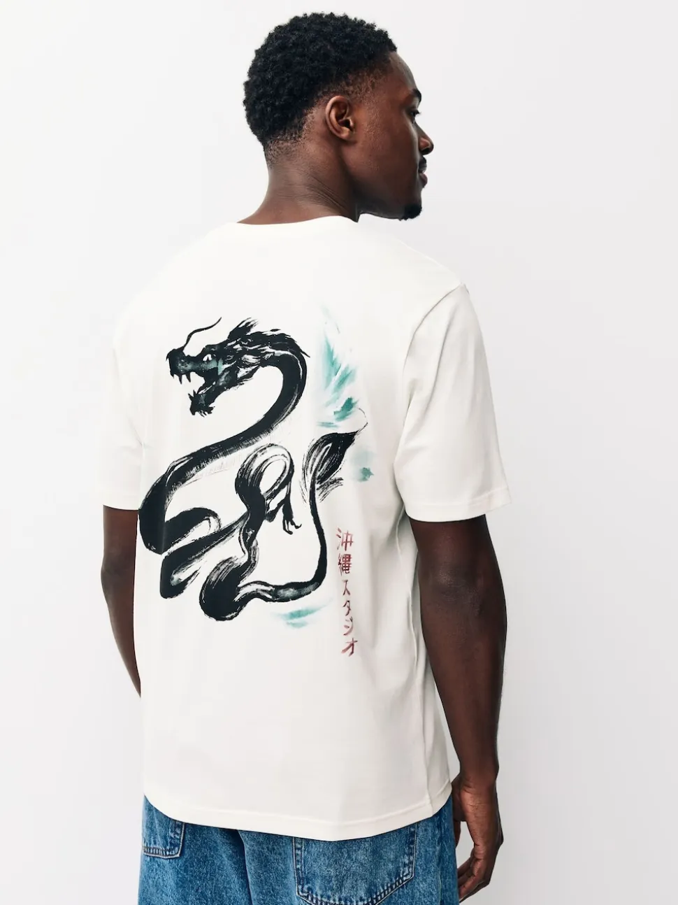 Navy/Ecru White/Teal Regular Fit Graphic Print T-Shirts 3 Pack
