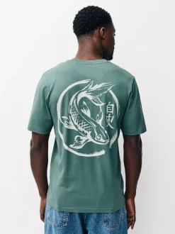 Navy/Ecru White/Teal Regular Fit Graphic Print T-Shirts 3 Pack