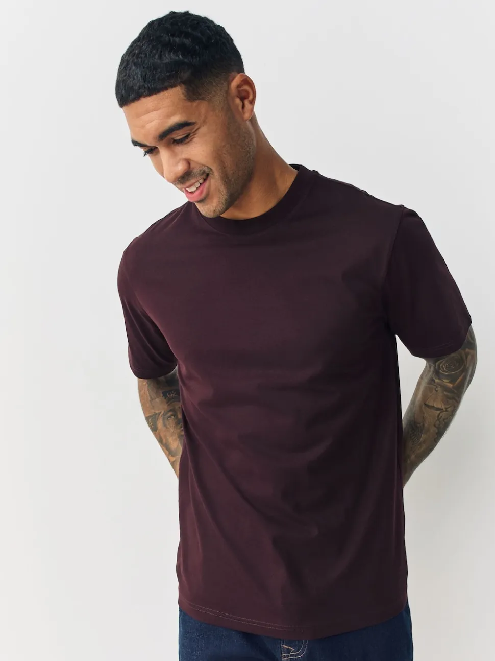 Navy/Green/Burgundy Red/Yellow/Slate/Blue Regular Fit Essential Cotton T-Shirts 6 Pack