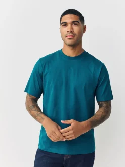Navy/Green/Burgundy Red/Yellow/Slate/Blue Regular Fit Essential Cotton T-Shirts 6 Pack